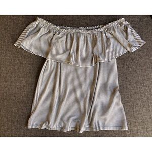 A&F Navy and White off-the-shoulder Shirt